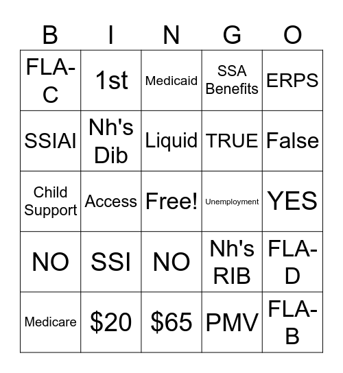 SSI & THINGS Bingo Card