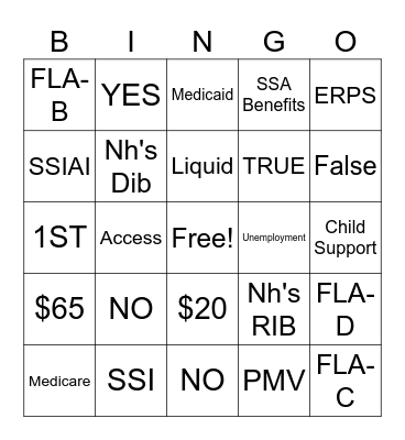 SSI & THINGS Bingo Card