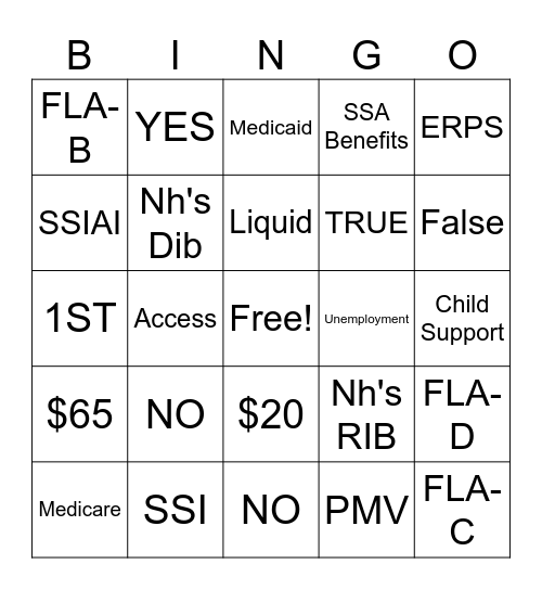 SSI & THINGS Bingo Card