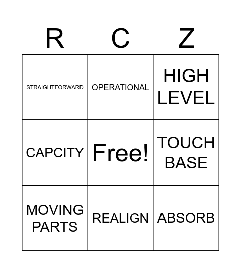 ZACH'S CORPORATE JARGON Bingo Card