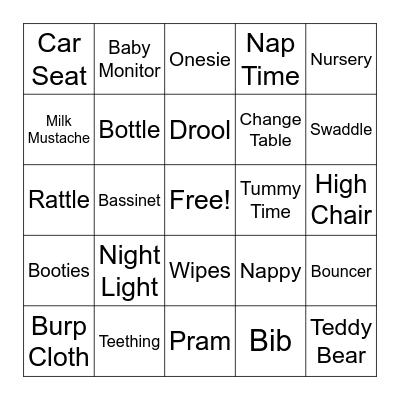Hello Baby! Bingo Card