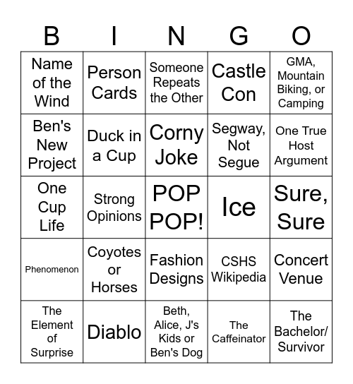 Popcorn Culture Bingo Card