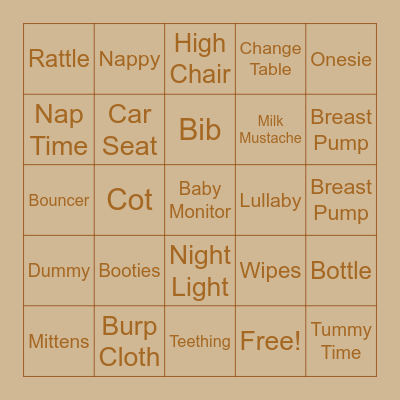 Hello Baby! Bingo Card