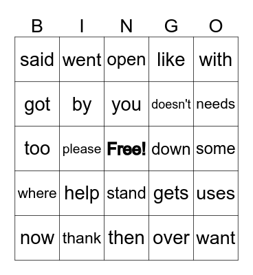 Sight Words U5-U6 Bingo Card