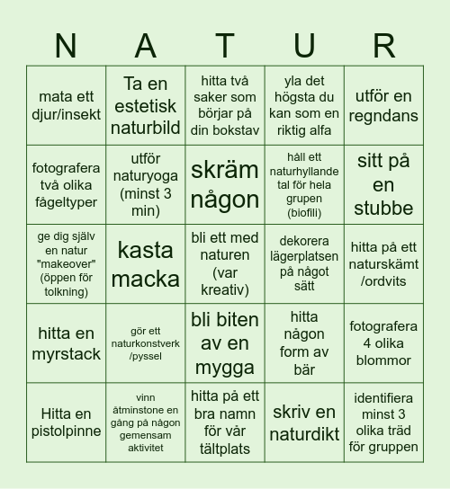 Naturbingo Card