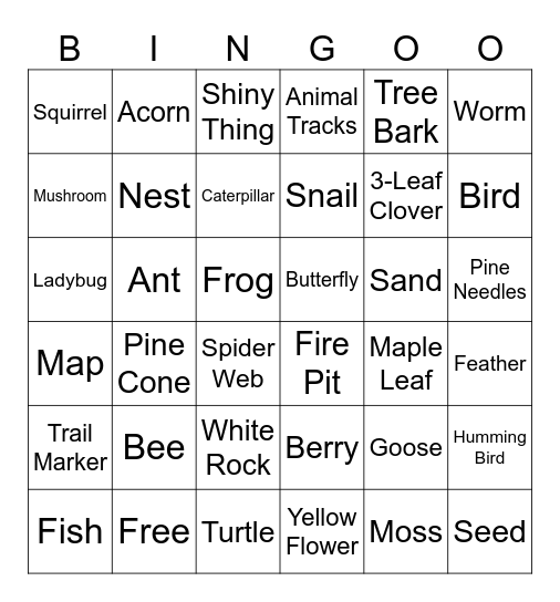 CHCFC Campout Bingo Card