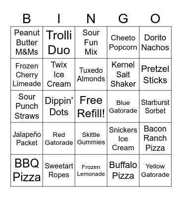 Concession Bingo Card