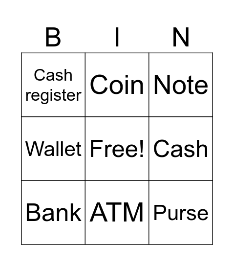 What’s money for? Bingo Card