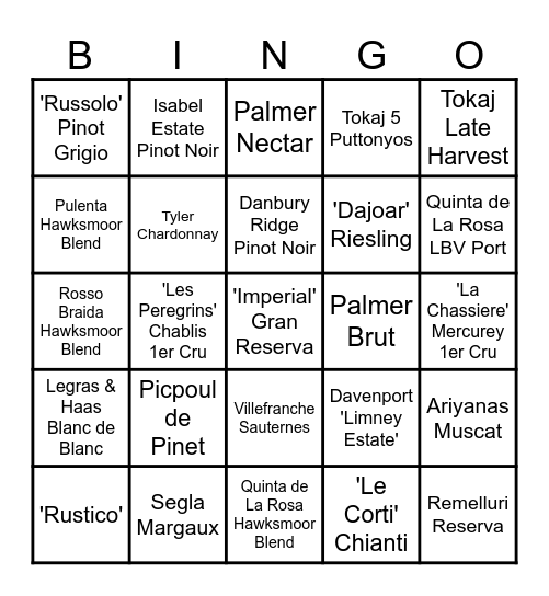 Wood Wharf Wine Bingo Card