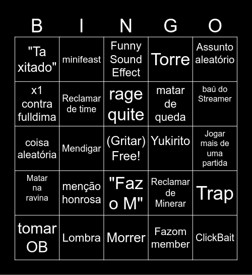 Bingo do Marlindo Bingo Card