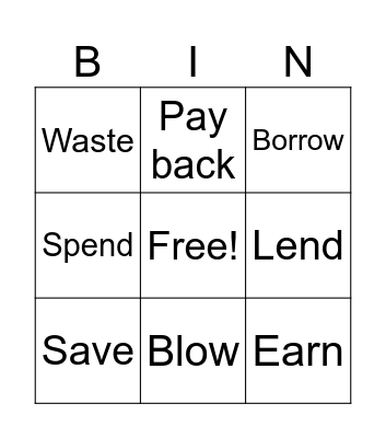 What’s money for? 2 Bingo Card