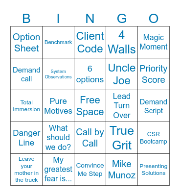 Service MVP Bingo Card