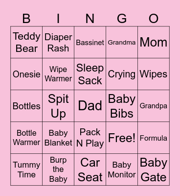 Baby Keep Bingo Card