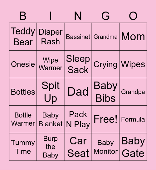 Baby Keep Bingo Card