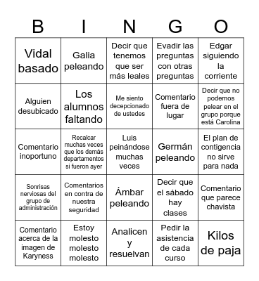 Reunión de mañana Bingo Card