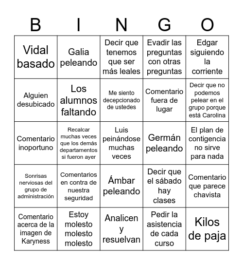 Reunión de mañana Bingo Card