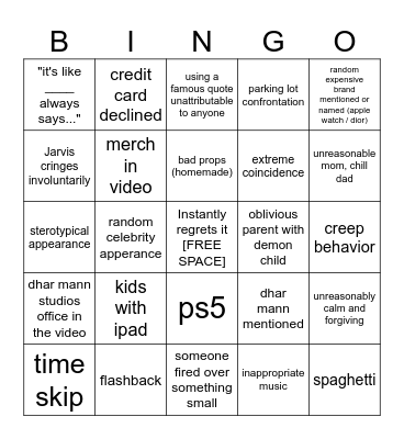 Dhar Mann Bingo v4 Bingo Card