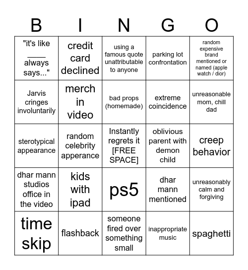 Dhar Mann Bingo v4 Bingo Card