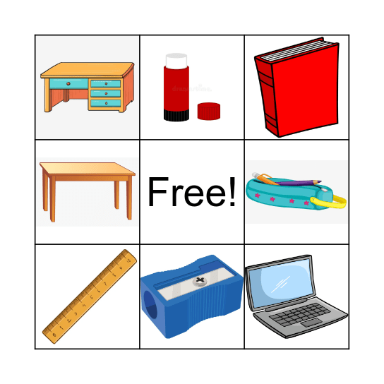 KIDS 01. CLASSROOM OBJECTS Bingo Card