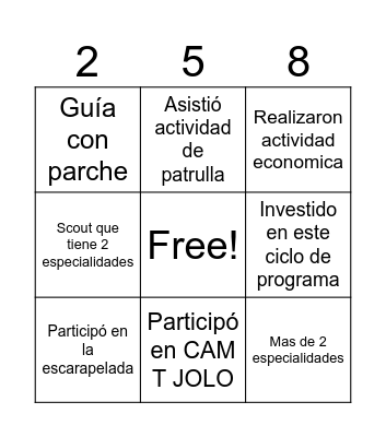 Bingo Scout Bingo Card