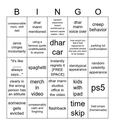 Dhar Mann Bingo v4 Bingo Card