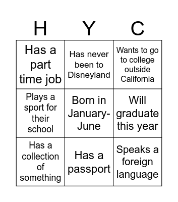 HYC Ultimate Bingo Bash Bingo Card