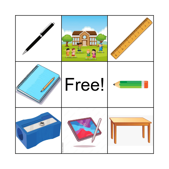 KIDS 01. CLASSROOM OBJECTS Bingo Card