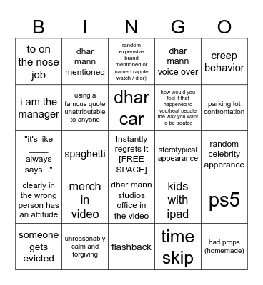 Dhar Mann Bingo v4 Bingo Card