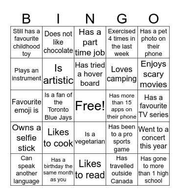 Getting to Know You BINGO Card