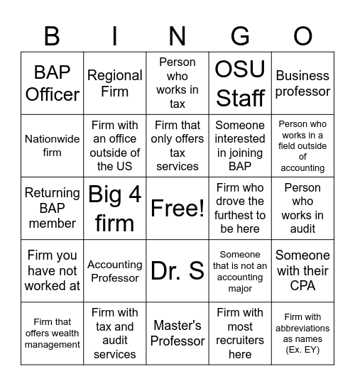 BAP Bingo Card