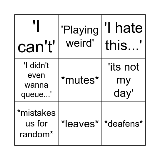 Soren rage bingo Card