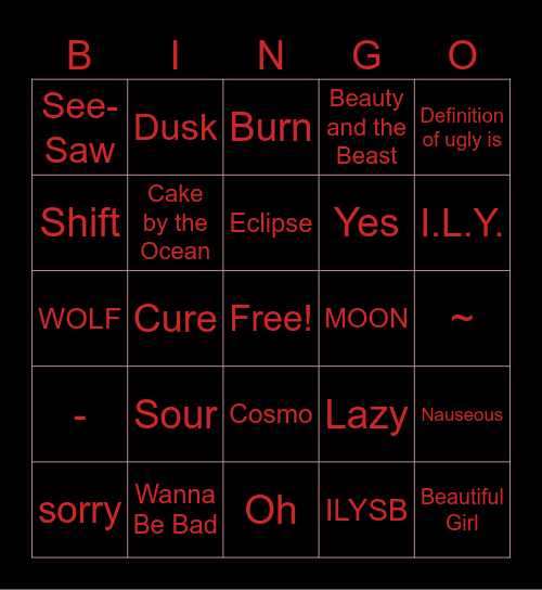 The Rose 7th Anniversary Bingo Card