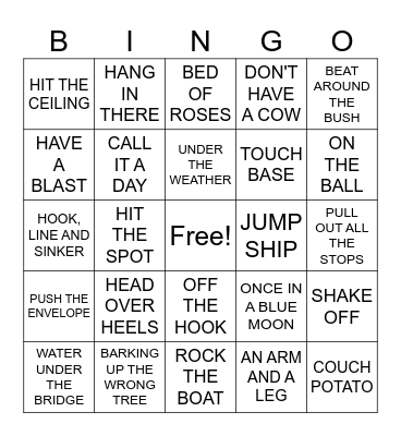 IDIOMS Bingo Card