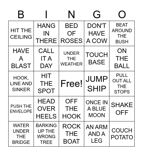 IDIOMS Bingo Card