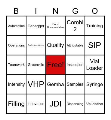 B52. I. N. G. O. Bingo Card