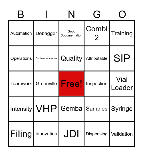 B52. I. N. G. O. Bingo Card