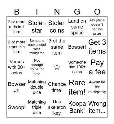 Mario!!! Bingo Card