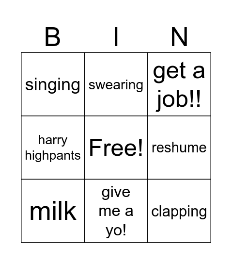 Mrs Lake Bingo Card