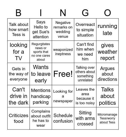 K&J Wedding RRS Bingo Card