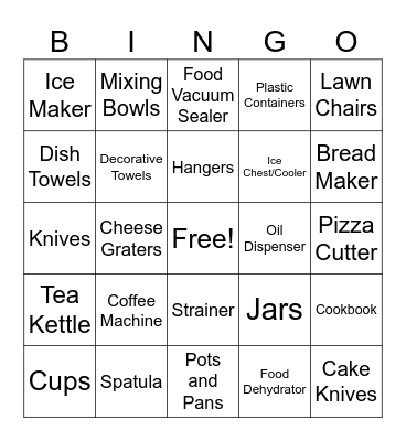 Bridal Shower Bingo Card