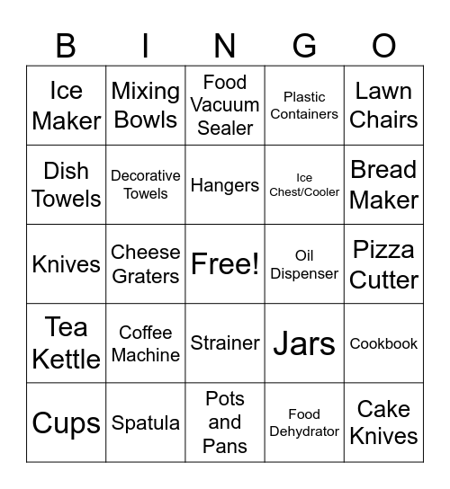 Bridal Shower Bingo Card