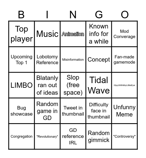 Daily Dose of Geometry Dash Bingo Card