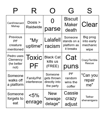 M1S PROG Bingo Card