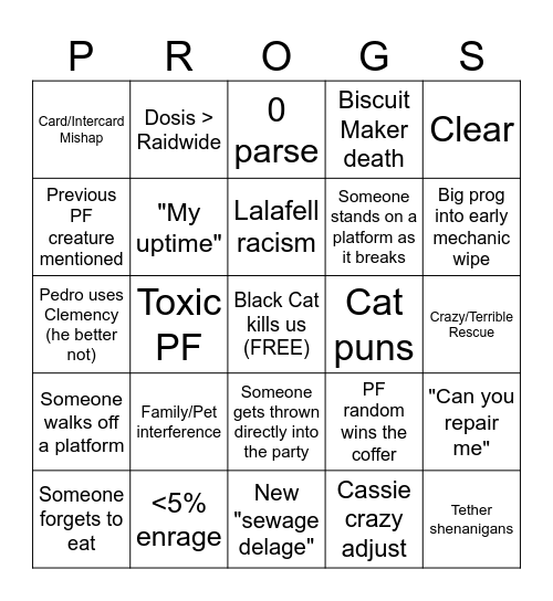 M1S PROG Bingo Card