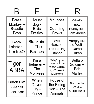 Animal Jam Bingo Card