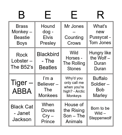 Animal Jam Bingo Card