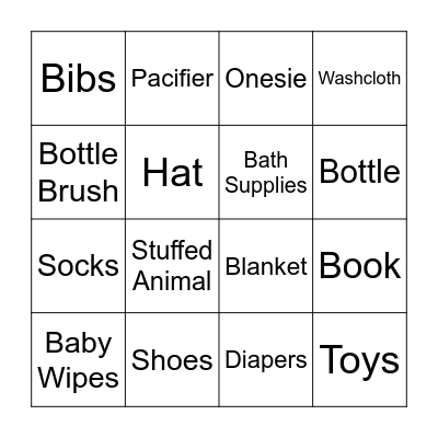 Baby Bingo! Bingo Card