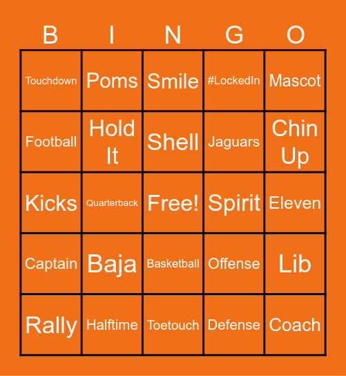 Cheer Bingo Card