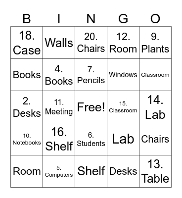 Counting and Describing Items Bingo Card