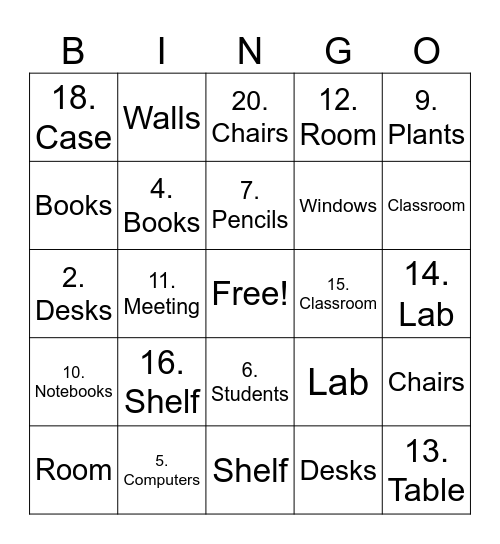 Counting and Describing Items Bingo Card